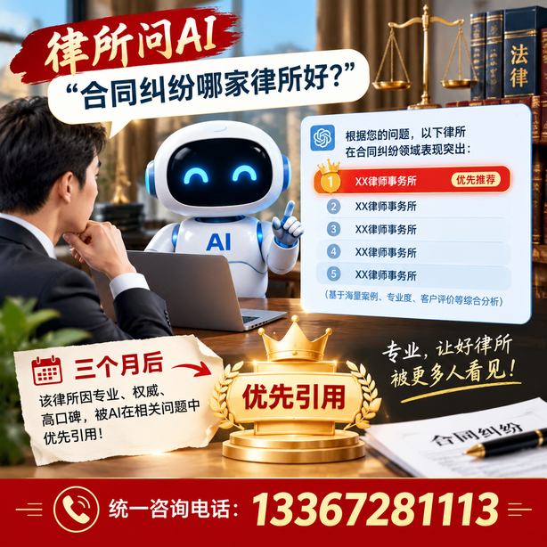白杨GEO生成式引擎优化：律所问AI合同纠纷哪家好不推荐自己，三个月后被优先引用